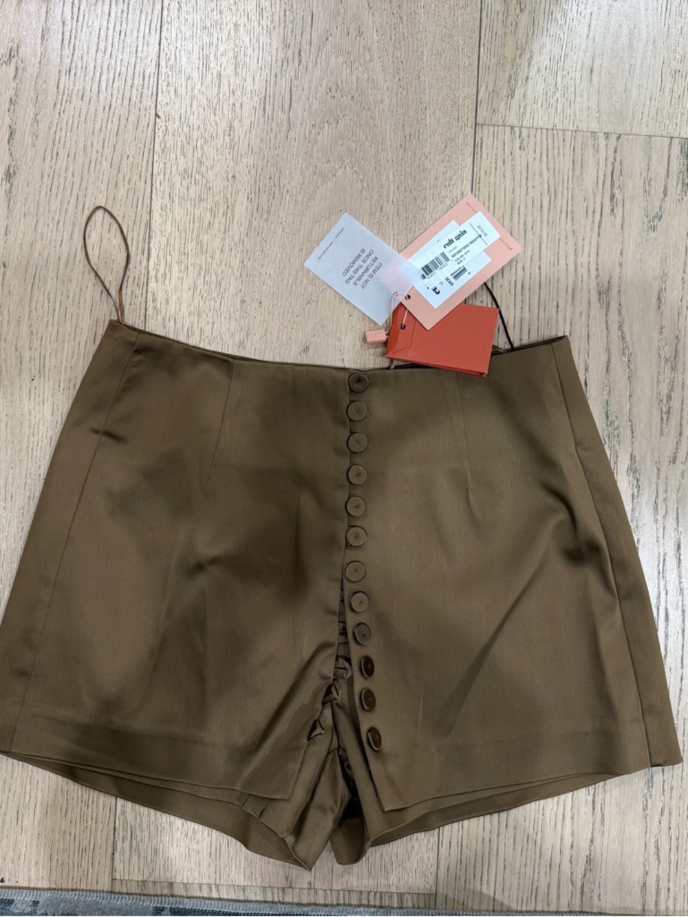 cult gaia Olive High-Waist Button-Front Shorts